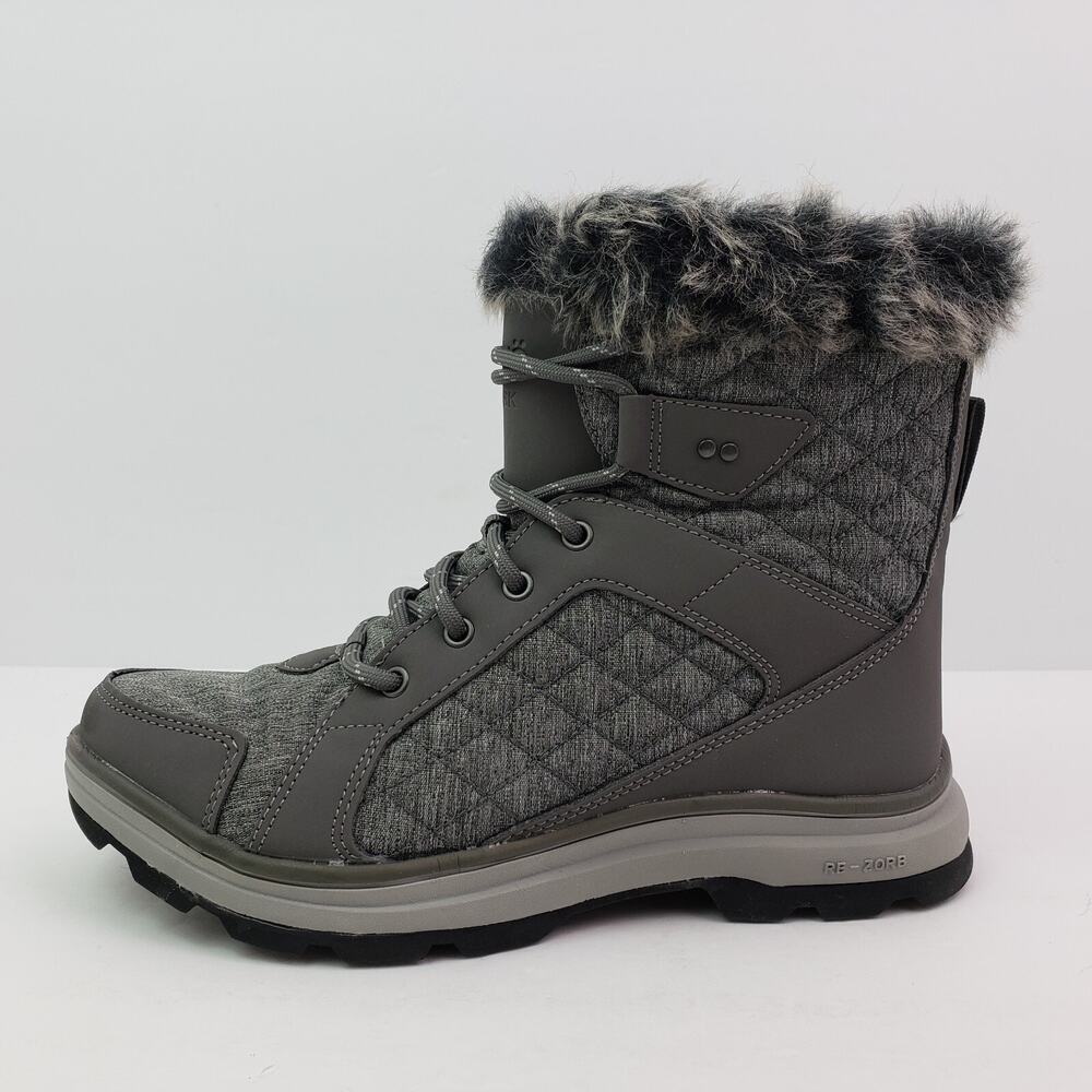 Ryka Brisk Womens Sz 7W Charcoal Grey Water Repellent Quilted Ankle Winter Boots - Picture 3 of 12